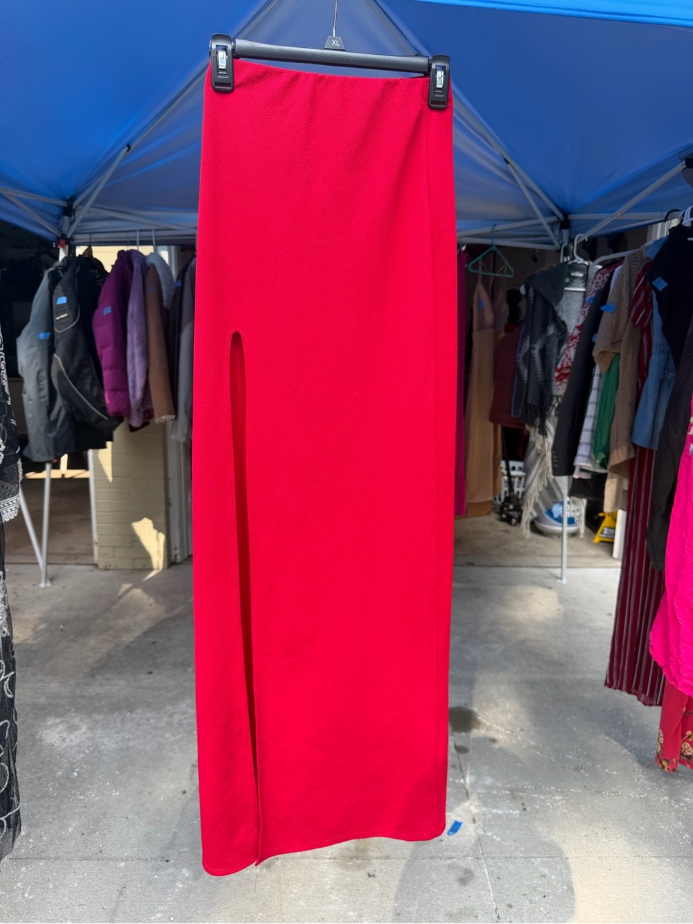 Windsor Red Pencil Maxi Skirt w/ Slit - Women